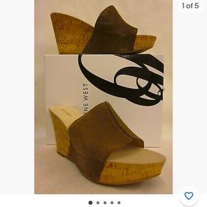😍♥️ Nine West Ersilia Brown Suede Wedge Sandals.🤗